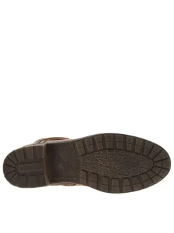 Bottines cognac à talon décroché bas avec un zip et des lacets ronds