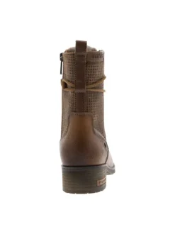 Bottines cognac à talon décroché bas avec un zip et des lacets ronds