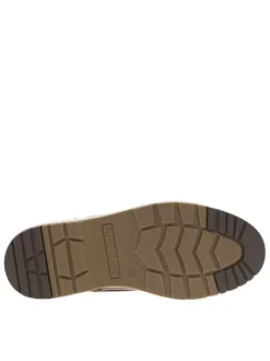 Bottines cognac à talon plat et à lacets ronds tressés bicolores et zip latéral