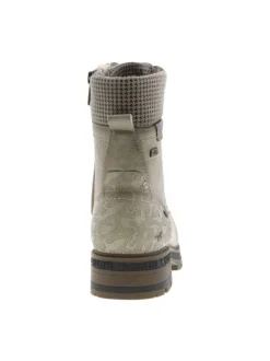 Bottines écrues à talon décroché bas avec des lacets et un zip latéral