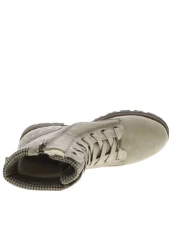 Bottines écrues à talon décroché bas avec des lacets et un zip latéral