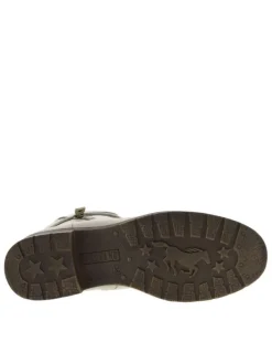 Bottines écrues à talon décroché bas avec un zip et des lacets ronds