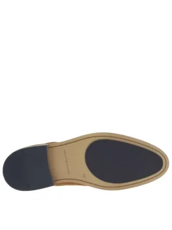 Bottines en cuir cognac avec talon décroché bas et lacets ronds