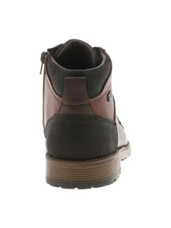 Bottines en cuir cognac à talon plat avec un zip et des lacets ronds