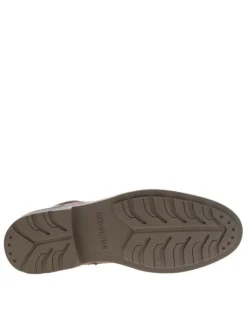Bottines en cuir cognac à talon plat et à lacets plats et zip latéral