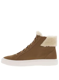 Bottines en cuir écrues avec une doublure fourrée et à lacets plats