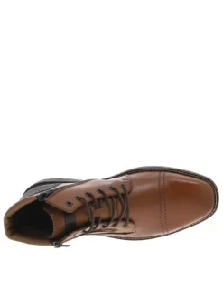Bottines en cuir marron avec doublure en laine et fermeture zippée