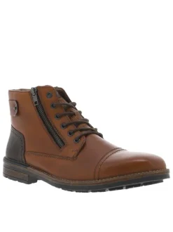 Bottines en cuir marron avec doublure en laine et fermeture zippée