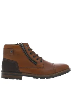 Bottines en cuir marron avec doublure en laine et fermeture zippée