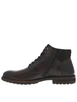 Bottines en cuir marron à semelle à talon plat avec une double fermeture