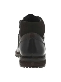 Bottines en cuir marron à semelle à talon plat avec une double fermeture
