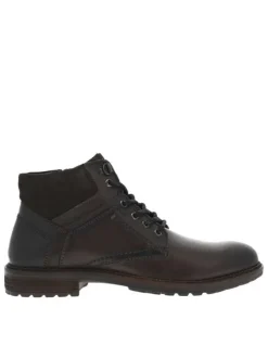 Bottines en cuir marron à semelle à talon plat avec une double fermeture
