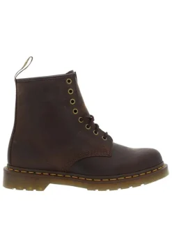 Bottines en cuir marron à talon décroché bas avec des lacets ronds