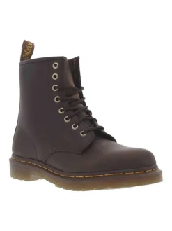 Bottines en cuir marron à talon décroché bas avec des lacets ronds