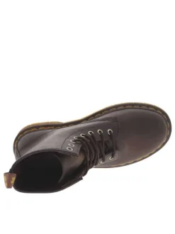 Bottines en cuir marron à talon décroché bas avec des lacets ronds