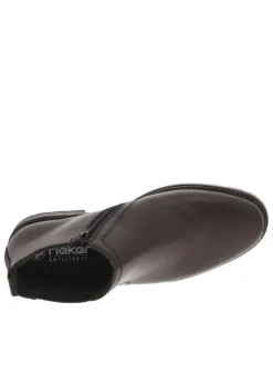 Bottines en cuir marron à talon décroché bas avec zip et soufflet élastiqué