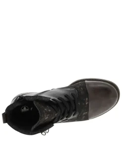 Bottines en cuir noires avec semelle à talon décroché bas et zip latéral