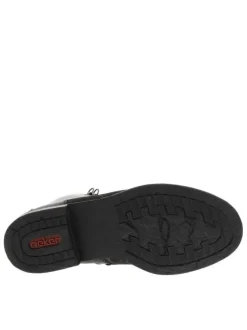 Bottines en cuir noires avec semelle à talon décroché bas et zip latéral