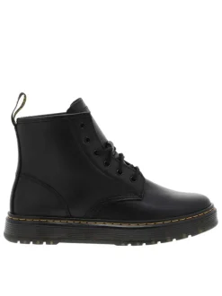 Bottines en cuir noires avec un talon plateau et des lacets ronds