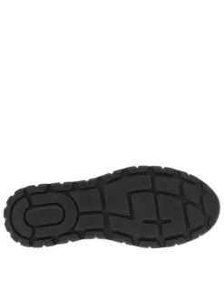 Bottines en cuir noires à talon compensé bas avec des lacets et 2 zips latéraux