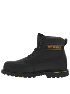 Bottines en cuir noires à talon décroché bas avec des lacets ronds