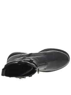 Bottines en cuir noires à talon décroché bas avec fermeture zippée