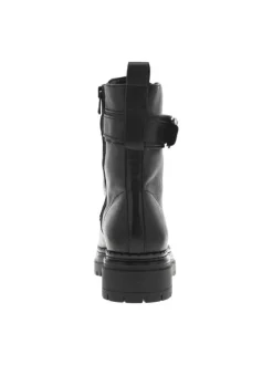 Bottines en cuir noires à talon décroché bas avec fermeture zippée