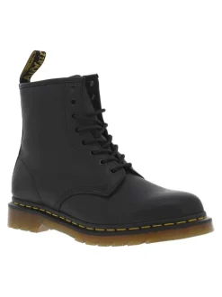 Bottines en cuir noires à talon décroché bas et à lacets ronds