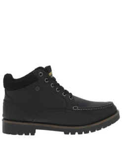Bottines en cuir noires à talon décroché bas et à lacets ronds