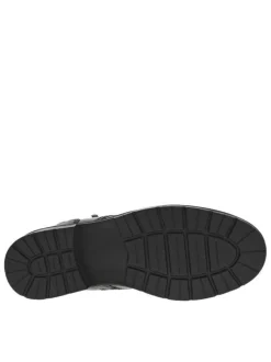 Bottines en cuir noires à talon décroché bas pourvues d'un zip latéral