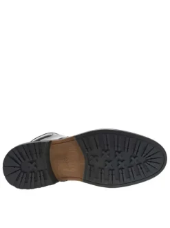 Bottines en cuir noires à talon plat avec un zip et des lacets ronds