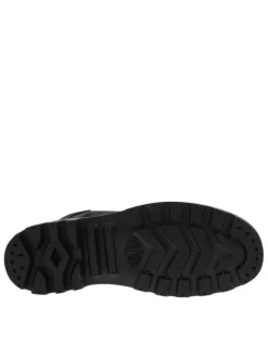 Bottines en cuir nubuck noires à talon plat avec des lacets et un zip latéral
