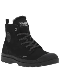 Bottines en cuir nubuck noires à talon plat avec des lacets et un zip latéral