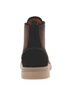 Bottines en cuir patiné marron à semelle style sneakers semi-compensée et à lacets enduis