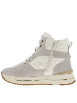 Bottines fashion, fourrées, à semelle semi-compensé et à lacets et zip latéral