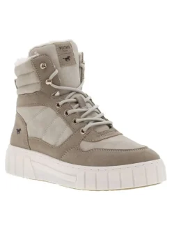 Bottines ivoire doublées, plates à lacets logo de la marque sur le contrefort