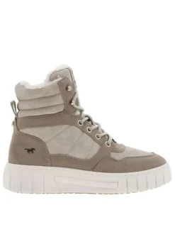 Bottines ivoire doublées, plates à lacets logo de la marque sur le contrefort