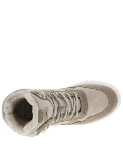 Bottines ivoire doublées, plates à lacets logo de la marque sur le contrefort