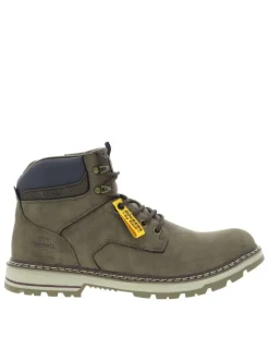 Bottines kaki à talon décroché bas avec un zip et des lacets ronds