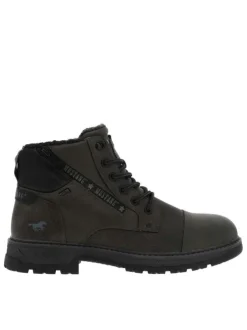 Bottines kaki à talon décroché bas avec un zip et des lacets ronds