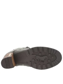 Bottines kaki à talon décroché haut avec un zip et des lacets ronds