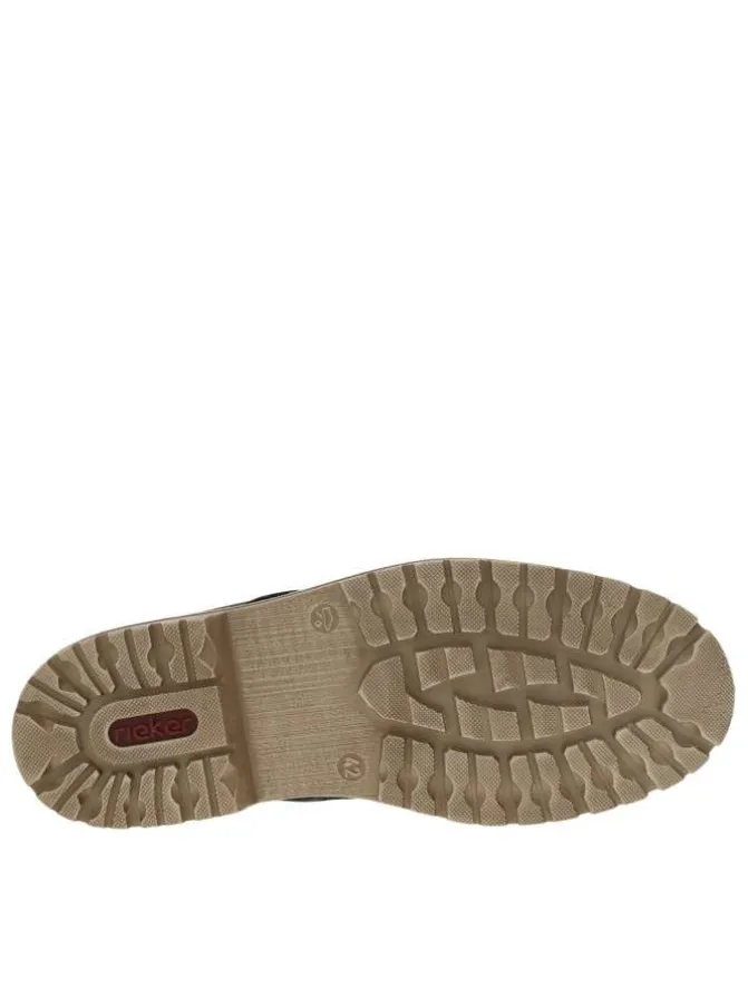 Bottines marine à talon plat et à lacets plats et zip avec doublure chaude