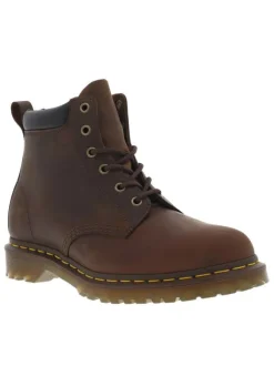 Bottines marron à talon décroché bas et à lacets ronds avec cheville rembourrée