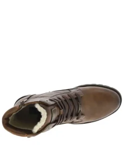 Bottines marron à talon décroché moyen avec des lacets et un zip latéral
