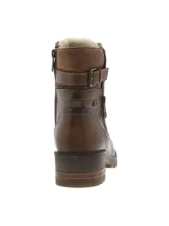 Bottines marron à talon décroché moyen avec des lacets et un zip latéral