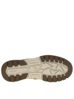Bottines miel à talon plat avec des lacets ronds et un zip latéral