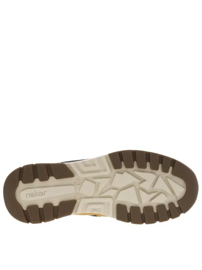 Bottines miel à talon plat avec des lacets ronds et un zip latéral