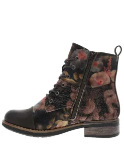 Bottines multicolores à talon décroché bas avec zip et des lacets ronds