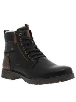 Bottines noires avec une doublure en maille sherpa et un zip latéral