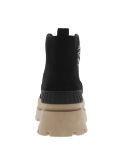 Bottines noires à semelle plateforme compensée à talon décroché moyen et à lacets plats